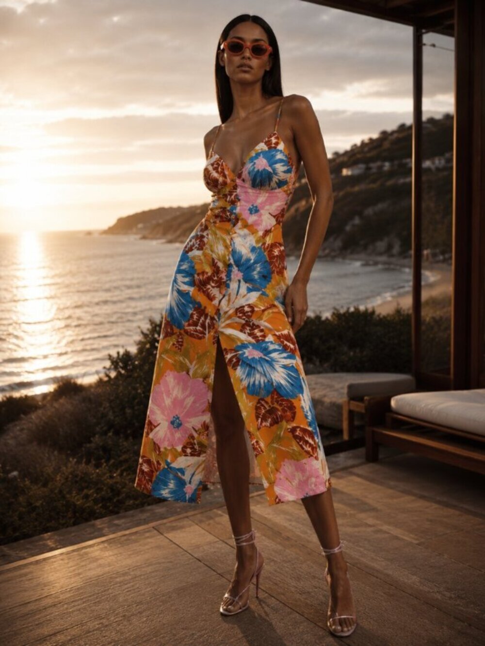 Zara Printed Linen Midi Dress Sz M NWT